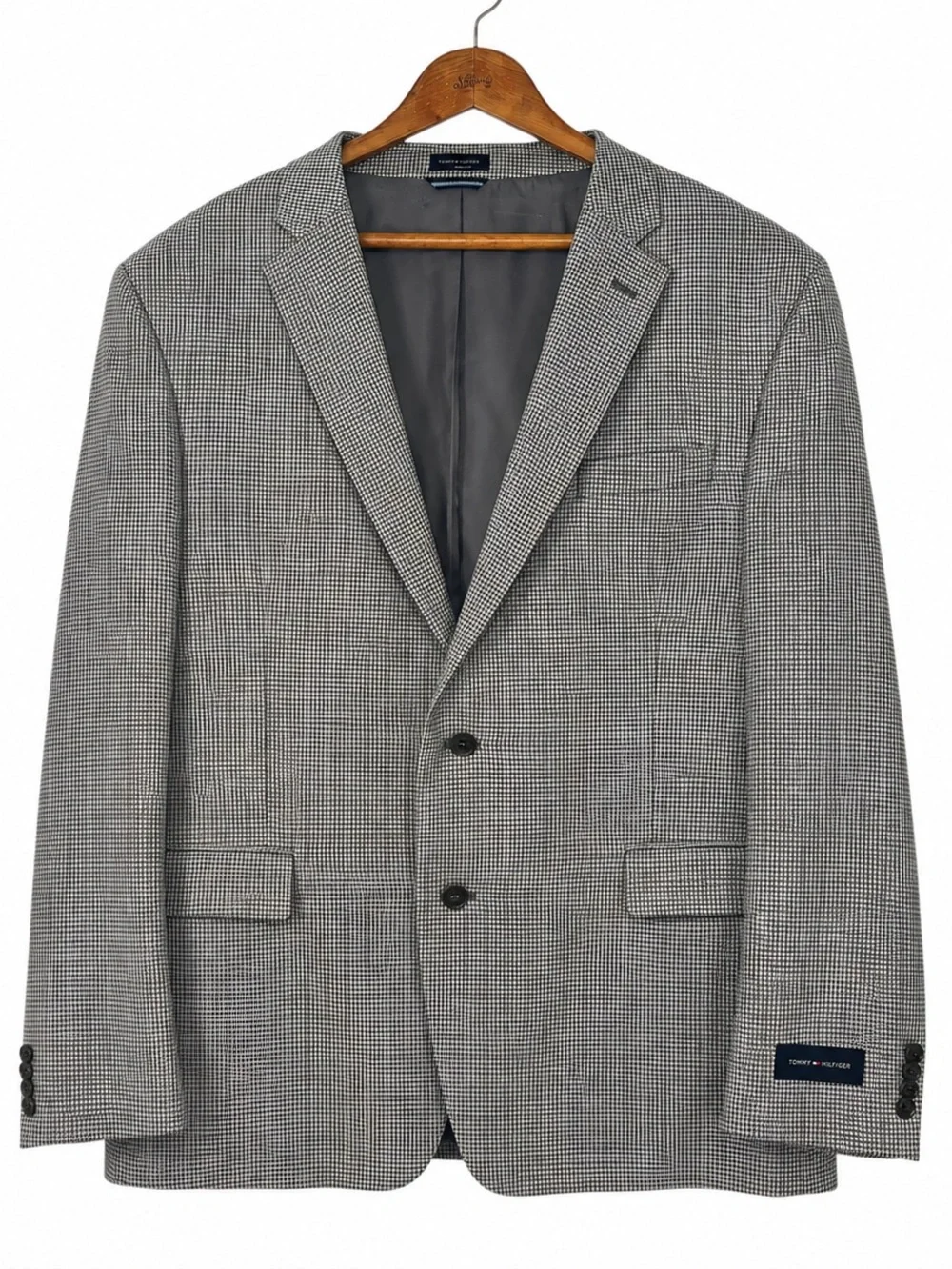 NWOT Tommy Hilfiger Gray Micro Houndstooth Plaid Two-Button Sport Coat Size 50 R